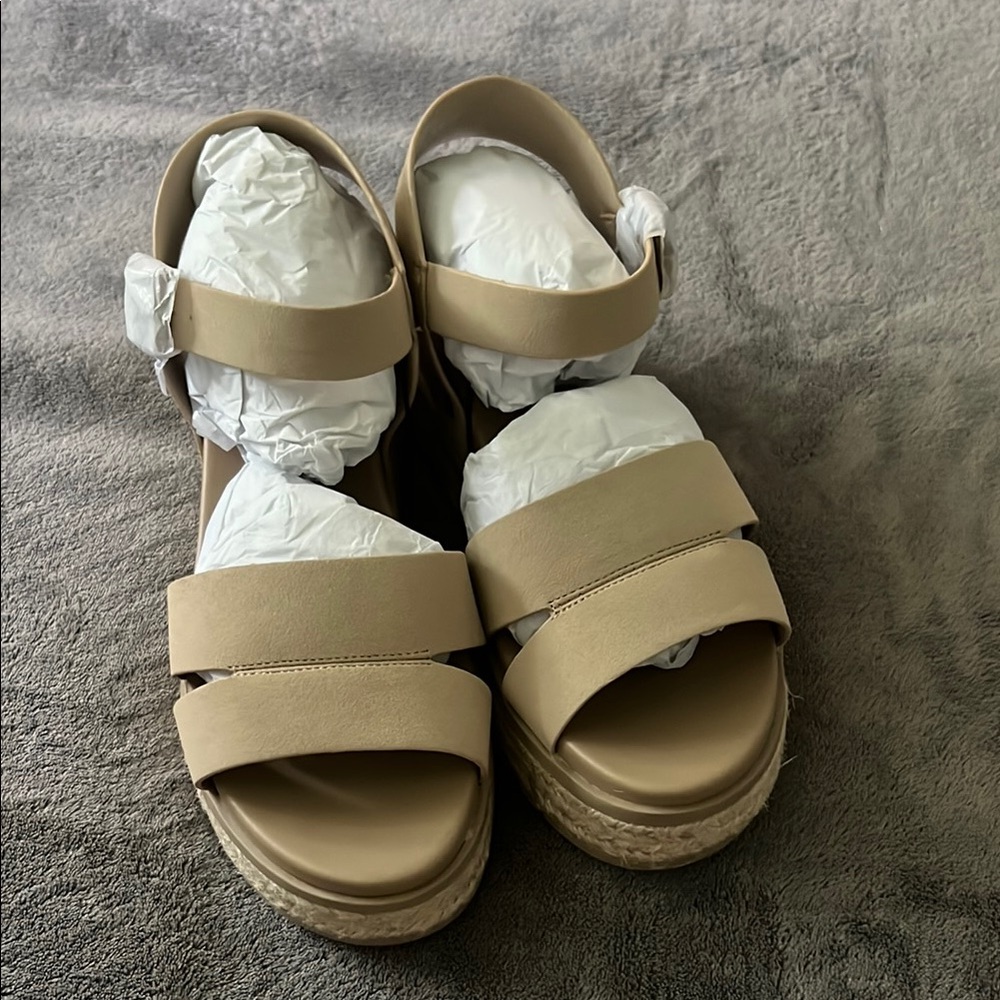 MIA Tan Espadrille Sandals with Chunky Platform